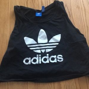 adidas black cropped tank top